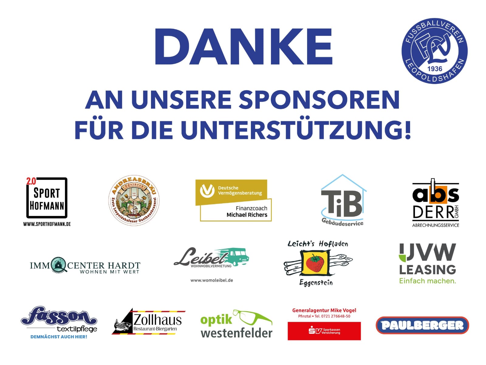 DANKE - Vogelfreunden, der Schröcker Mütze, Firma Ice Fuzzy, Eis Heidi, Erdbeerhof Leicht, Edeka Kuhn